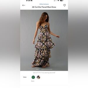American Eagle Outfitters Floral Cut-Out Tiered Maxi Dress